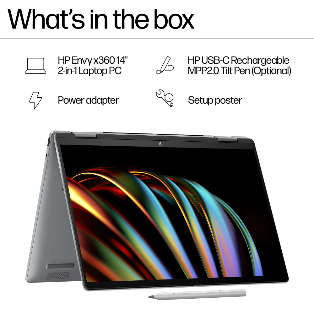 HP Envy x360 2-in-1 Laptop 14-fc0023dx 14", Touch screen, Intel® Core™ Ultra 7 155U, 16GB RAM, 1TB SSD, WIN 11,14 LED DISPLAY,BACKLIT KB