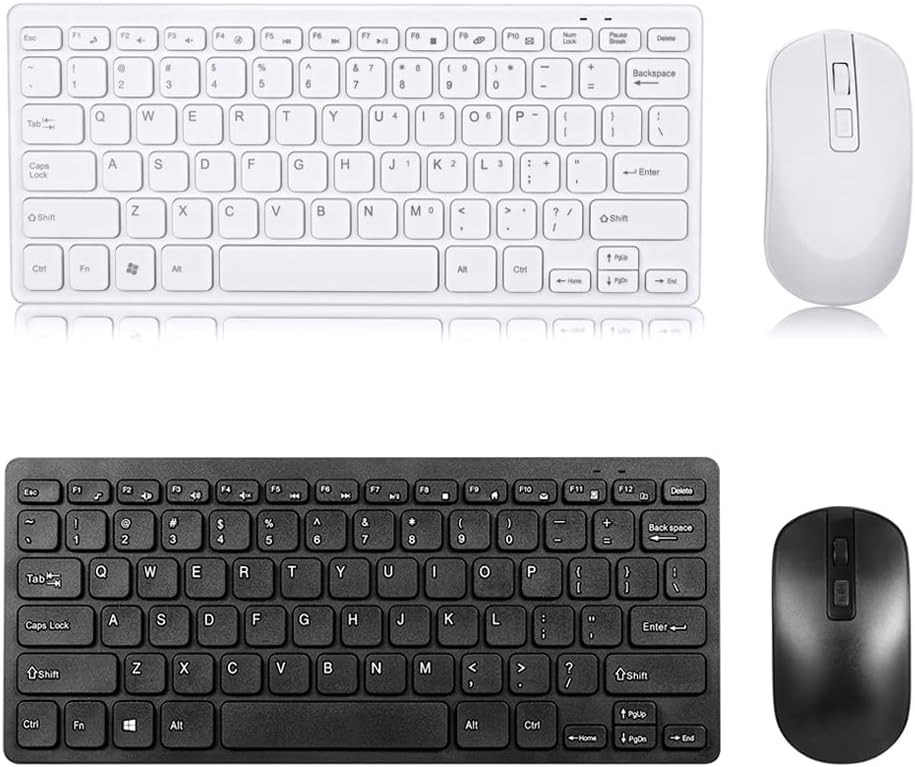 Premium  Mini Wireless Keyboard and Mouse - White/Black