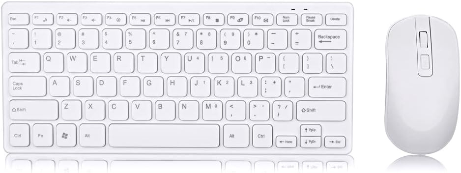 Premium  Mini Wireless Keyboard and Mouse - White/Black