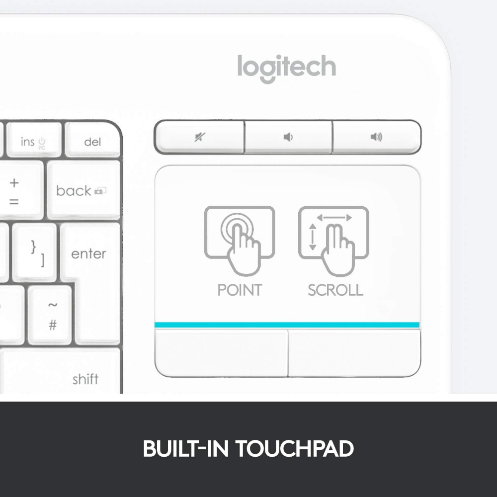 Logitech K400 Plus Wireless Keyboard with Built-In Touchpad