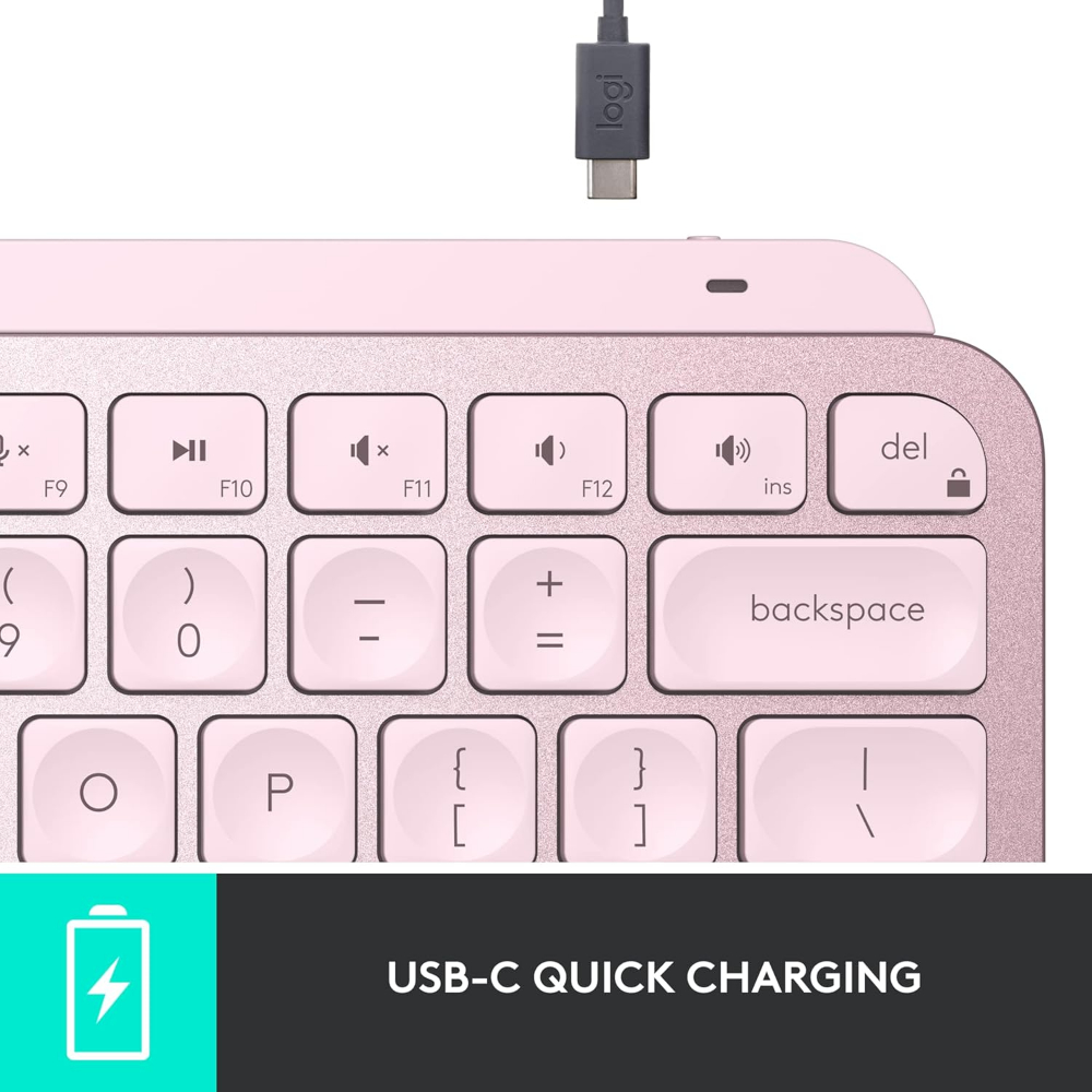 Logitech MX Keys Mini Minimalist Wireless Illuminated Keyboard,pink