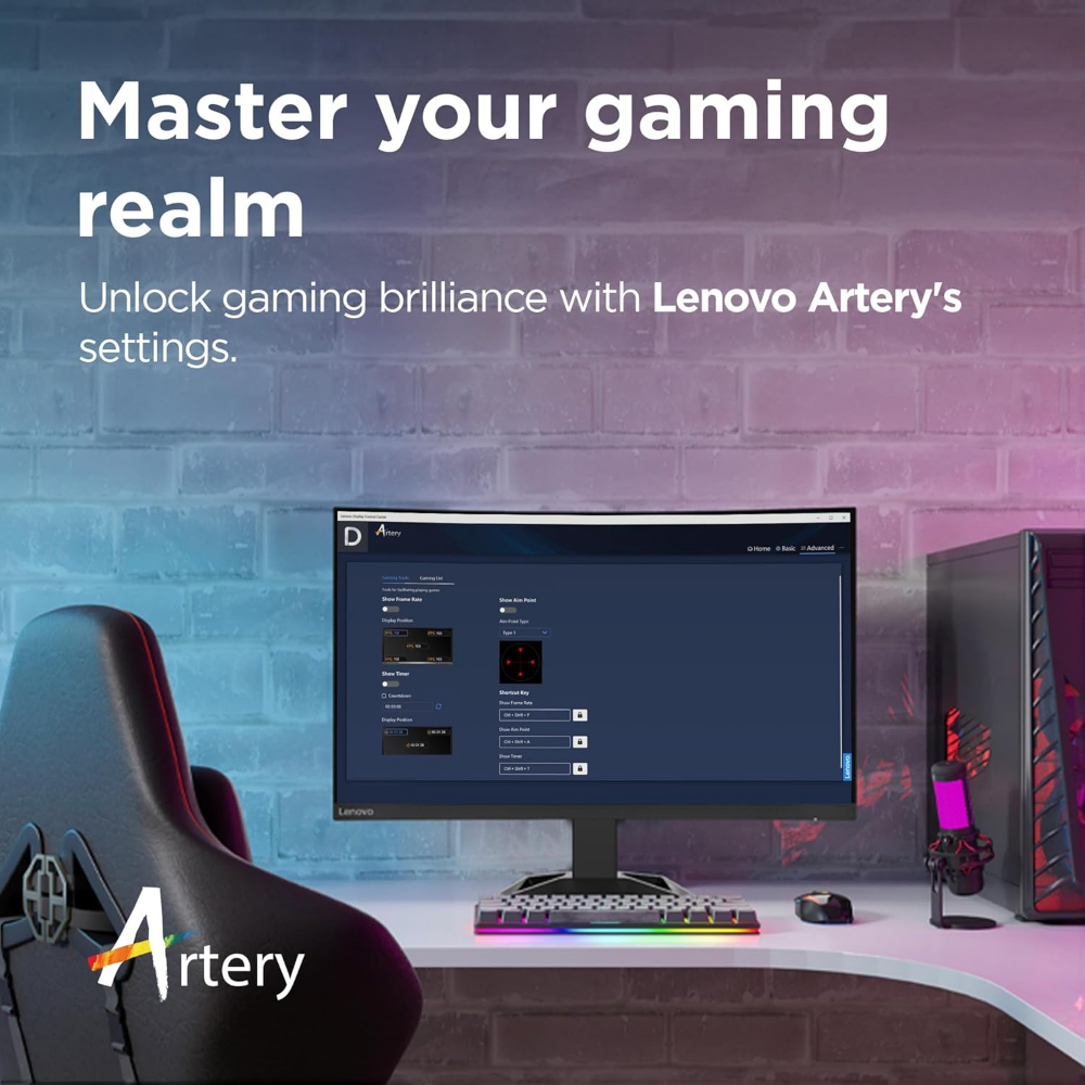 Lenovo G32qc-30 32 Inch Gaming Monitor | WQHD, 1440p, 165Hz, 0.5ms, HDMI, DP | AMD Freesync | PS, Xbox, PC screen