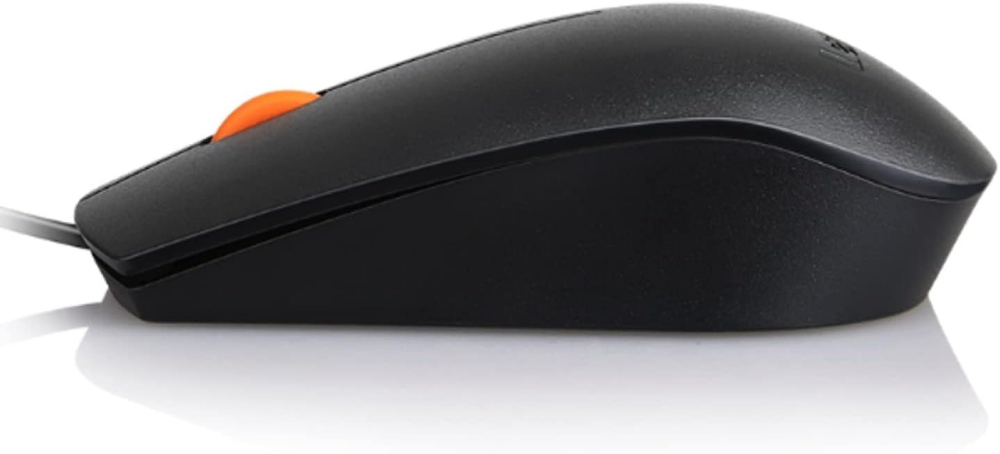Lenovo 300 USB Wired Computer Mouse , Long Lasting, Durable Basic Mouse, Black