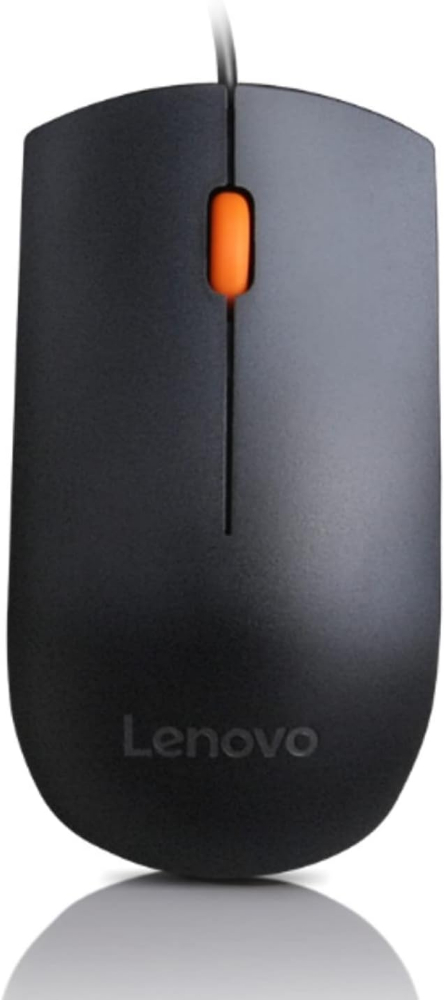 Lenovo 300 USB Wired Computer Mouse , Long Lasting, Durable Basic Mouse, Black
