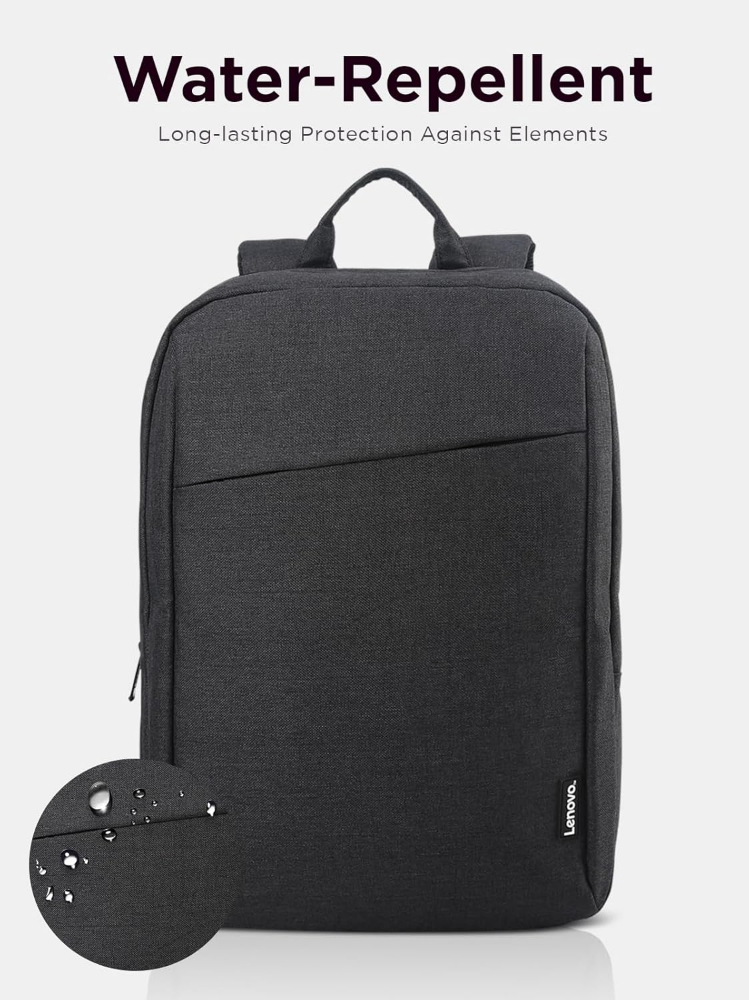 Lenovo Laptop Backpack B210, 15.6-Inch Laptop/Tablet, Durable, Water-Repellent, Lightweight, Clean Design, Sleek for Travel, Business Casual or College, Black