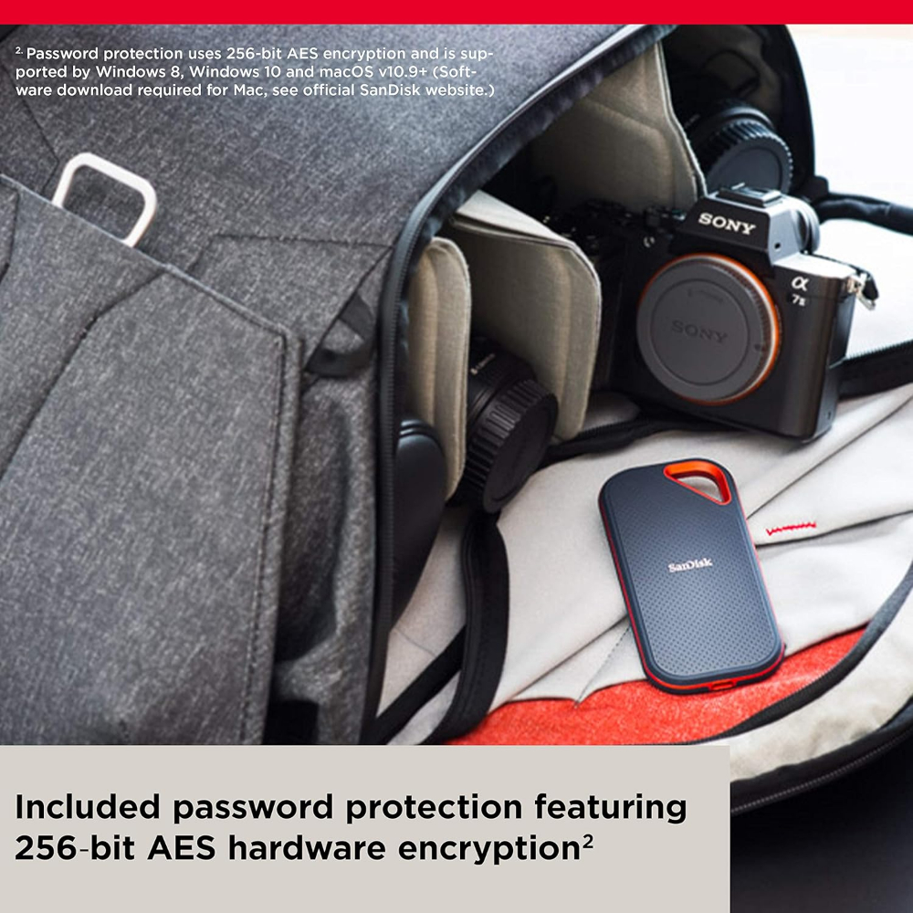 SANDISK E81 EXTREME PRO PORTABLE EXTERNAL SSD V2 1TB - Black