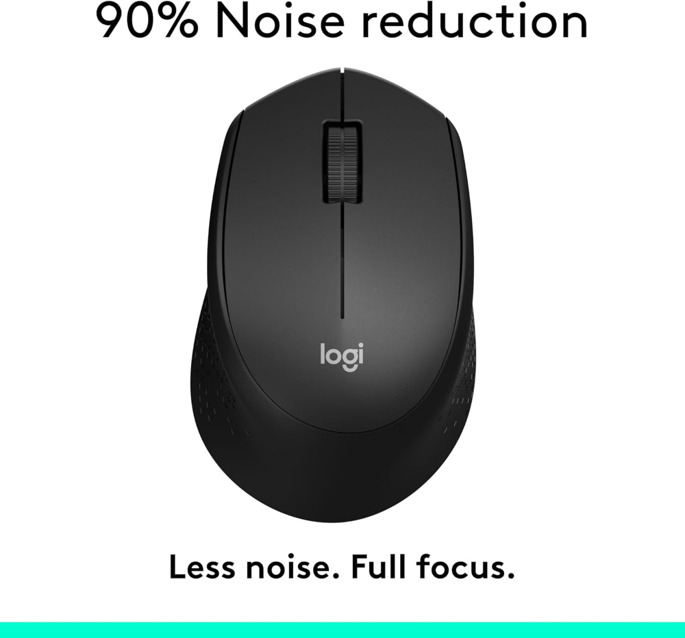 Logitech M330 SILENT Wireless Mouse, 2.4GHz with USB Receiver, Optical Tracking, Quiet & Lightweight, Long Battery Life,- Black