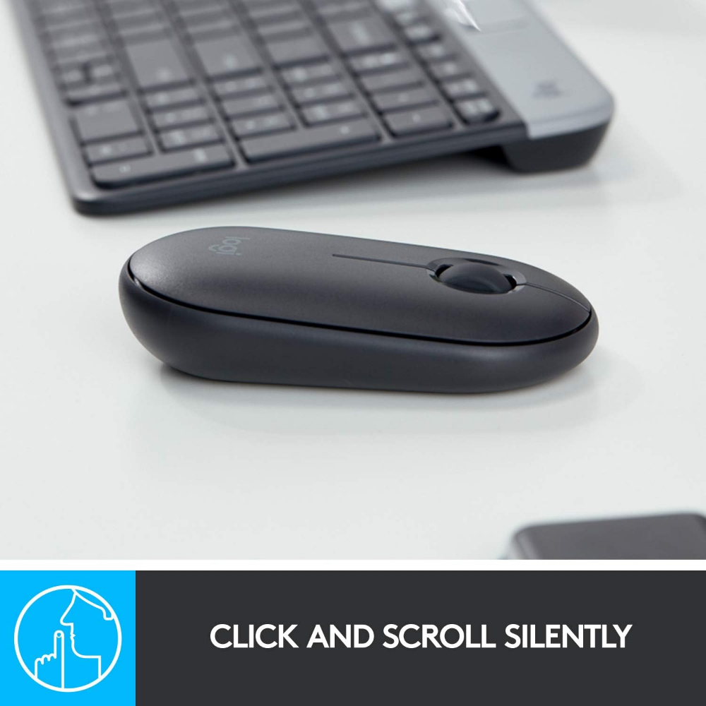 Logitech Pebble M350s Slim and Silent Bluetooth Mouse - Tonal Graphite