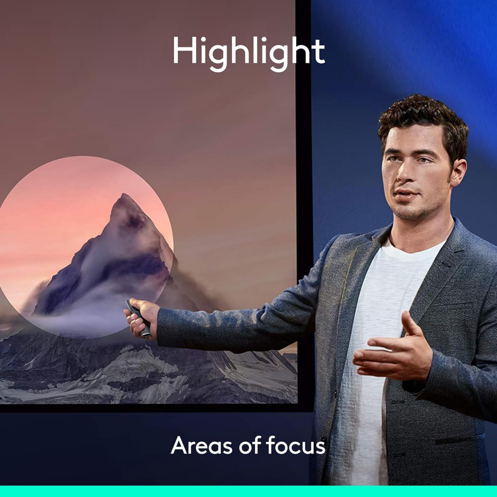 Logitech Spotlight Presentation Remote - Universal Wireless Presentation Clicker with Laser Pointer, Advanced Digital Highlighting, Bluetooth, 30 m Range and Quick Charging