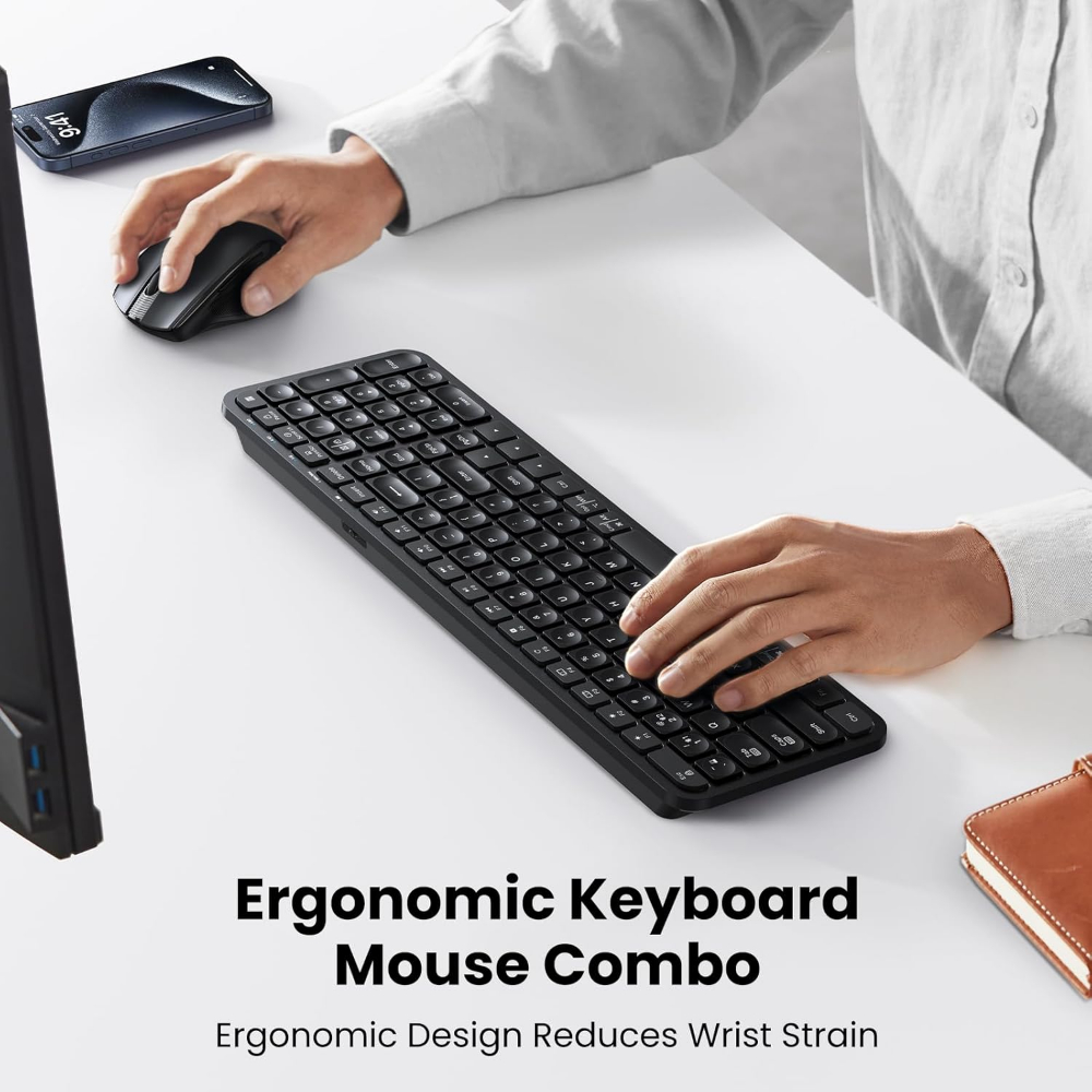 UGREEN Ergonomic and Wireless Keyboard and Mouse Combo