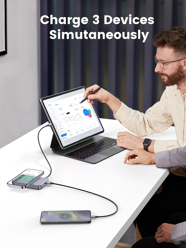 UGREEN 10,000mAh Magnetic Power Bank ,Wireless Portable Charger PD 20W Fast Charging with Foldable Stand Magsafe-Compatible for iPhone 16/15/15 Pro/15 Pro Max/14/13/12 Series -SPACE GREY image 4