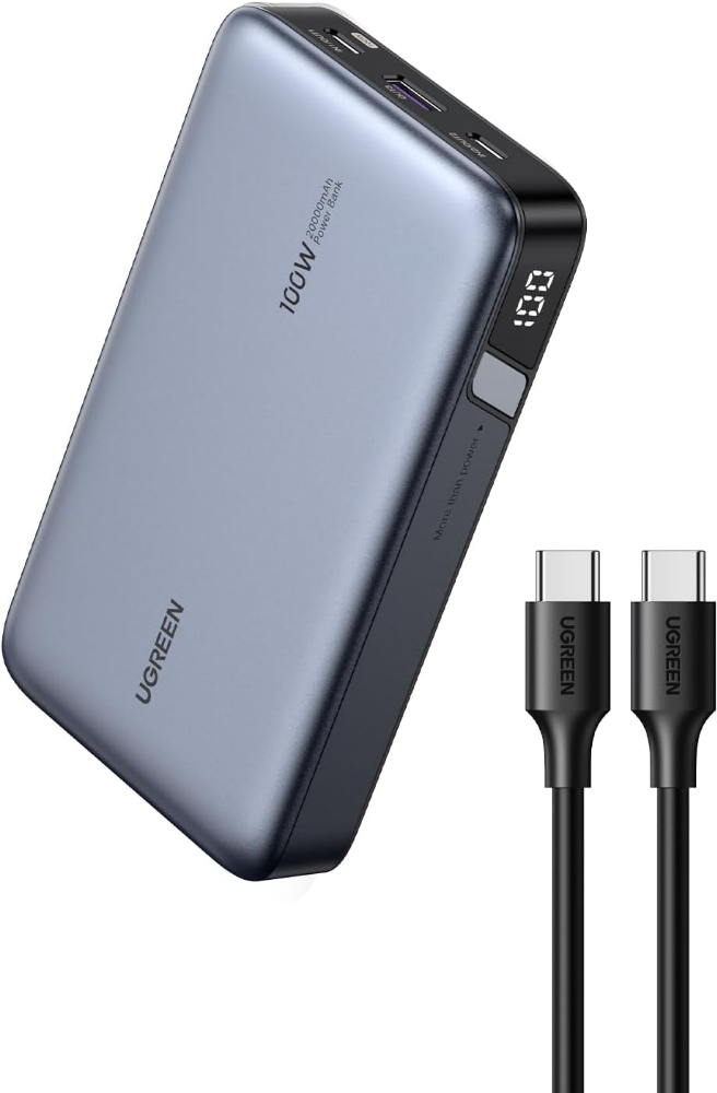 UGREEN 20000mAh 100W Power Bank, Nexode Portable Charger USB C 3-Port PD Fast Charging Battery Pack Digital Display for MacBook, iPad, iPhone 16, Galaxy S25 Ultra