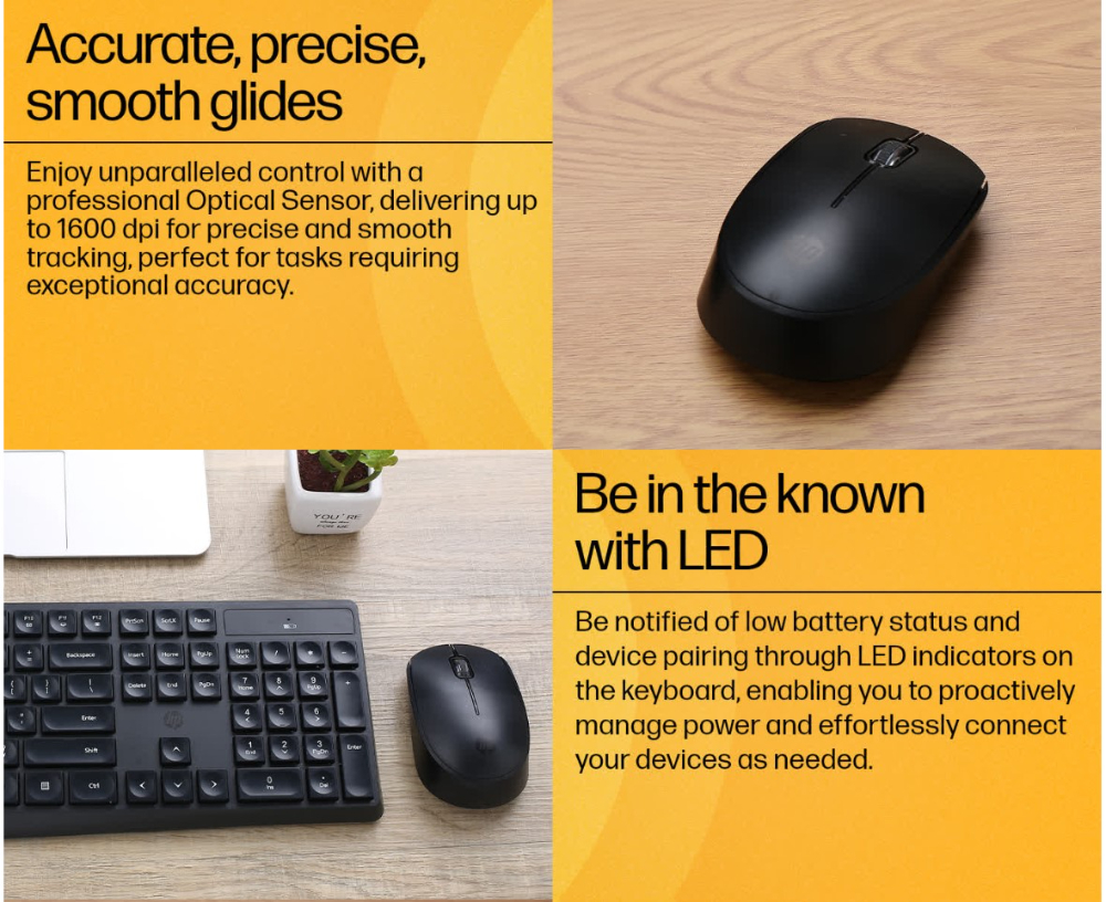 HP CS10 Wireless Keyboard Mouse Combo/2.4 GHz Wireless Connection