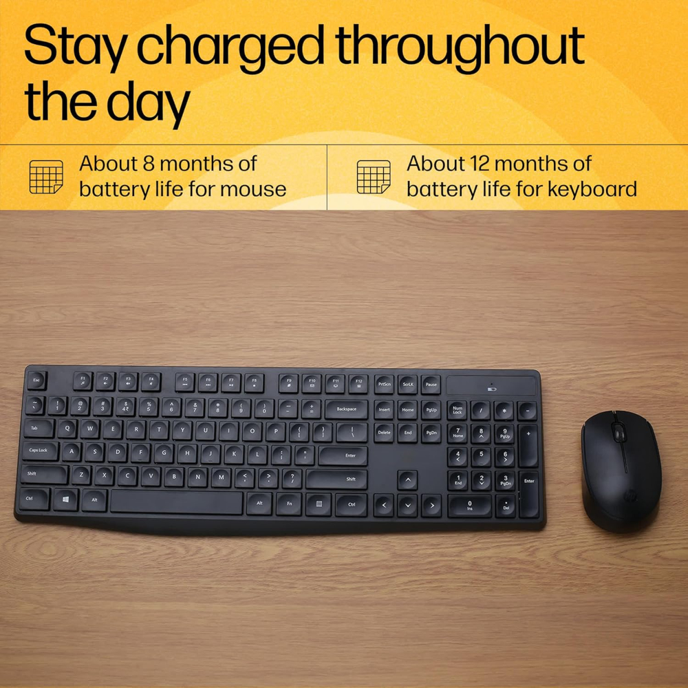 HP CS10 Wireless Keyboard Mouse Combo/2.4 GHz Wireless Connection