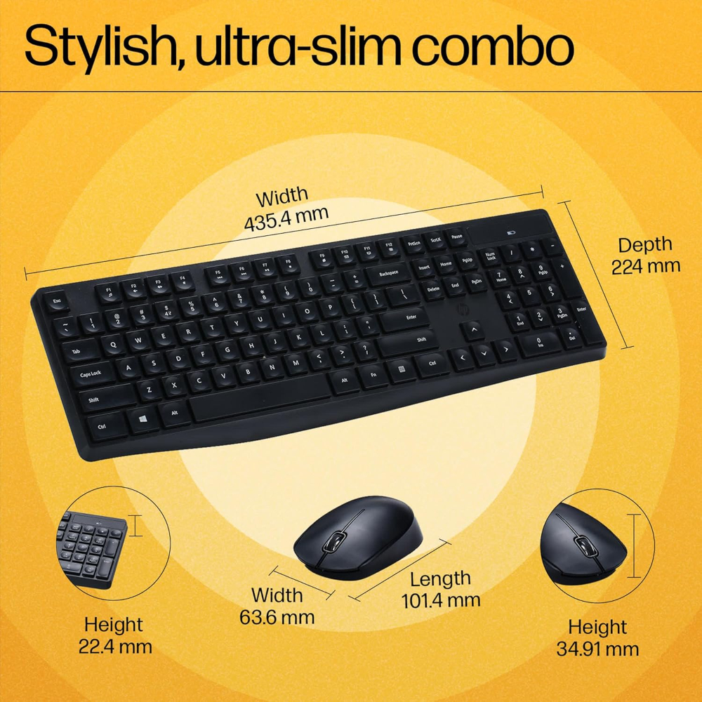 HP CS10 Wireless Keyboard Mouse Combo/2.4 GHz Wireless Connection