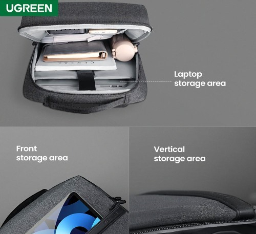 UGREEN 15.6" Laptop Backpack – Ergonomic Shockproof & Waterproof Travel Bag (Dark Grey) image 3