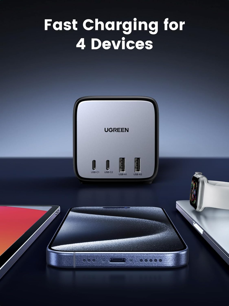 UGREEN 65W Power Strip DigiNest Cube GaN Extension Lead with USB C Slots, 7-in-1 Charging Station with 3 AC Outlets, 2 USB C, 2 USB A, 1.8M Extender Cord image 7