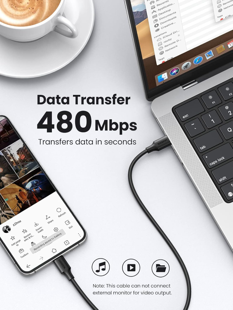 Ugreen USB C to USB C 3A Fast Charging and Data Cable 2 Metres Black