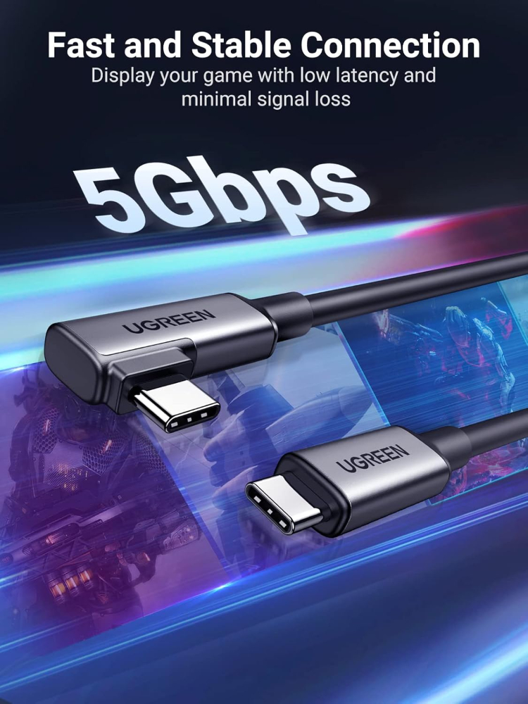 UGREEN Right Angle USB-C to USB-C Link Cable 5 m Black