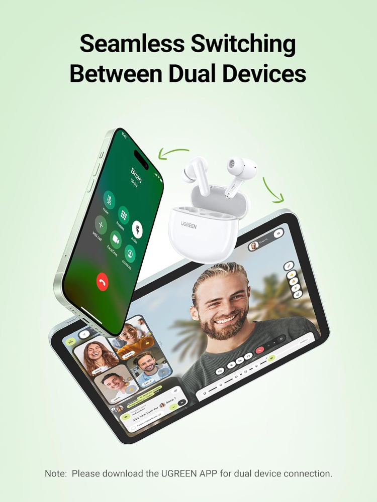 Ugreen HiTune P3 True Earbuds Clear Calls Anywhere & Anytime - White image 6