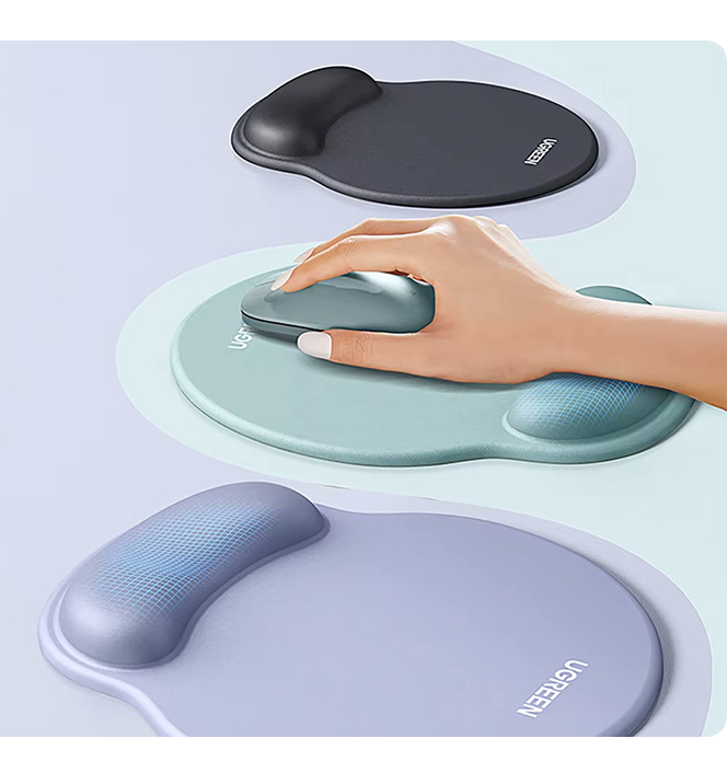 UGREEN Ergonomic Mouse Pad with Gel Wrist Support – Anti-Slip (Green, Grey & Black)