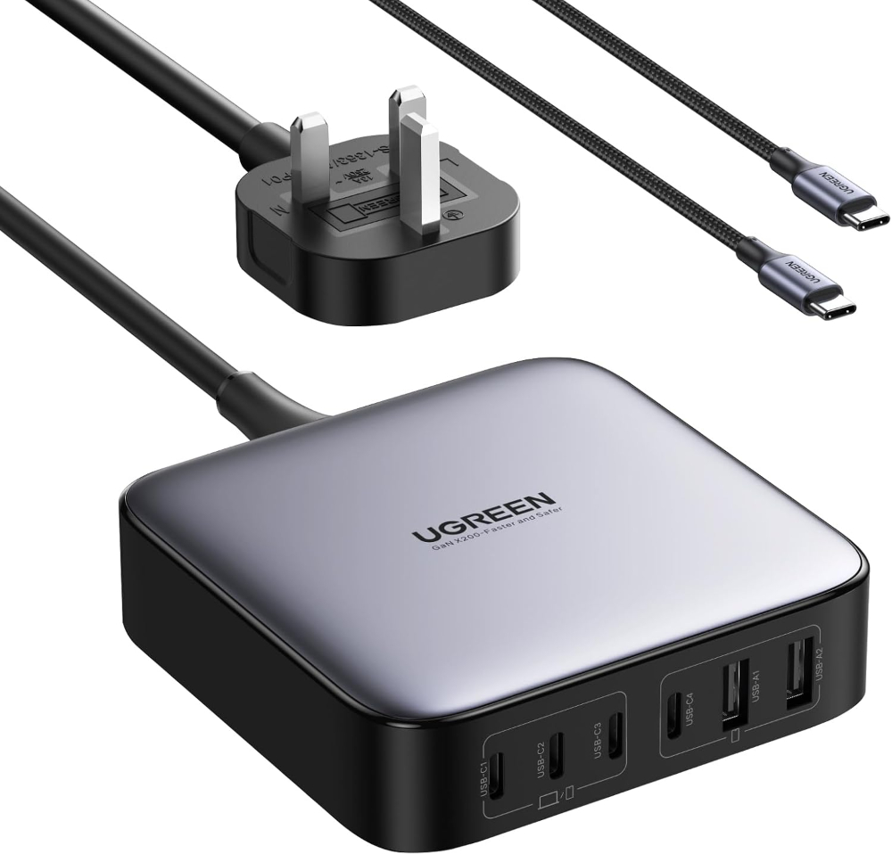 UGREEN Nexode 200W GaN USB C Charging Station, 6-Port Desktop Charger