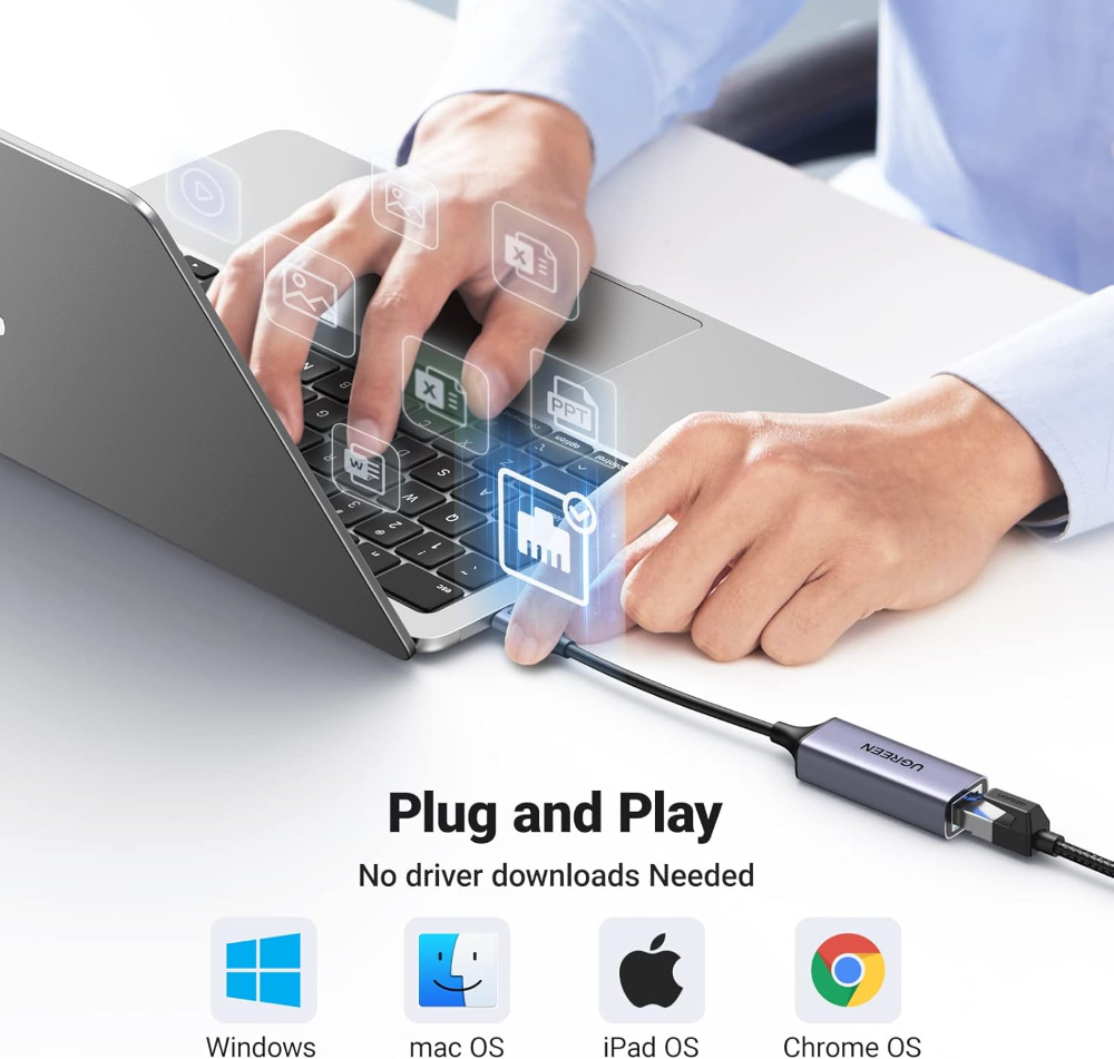 UGREEN USB C to Ethernet Adapter, Plug and Play 1Gbps Ethernet Adapter