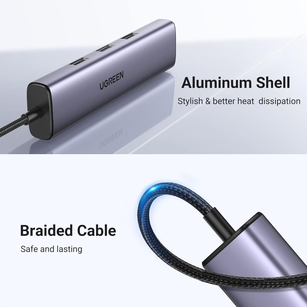 UGREEN USB C to Ethernet Adapter, 4 in 1 USB C Hub Ethernet with 3 USB 3.0 Ports/Gigabit Rj45