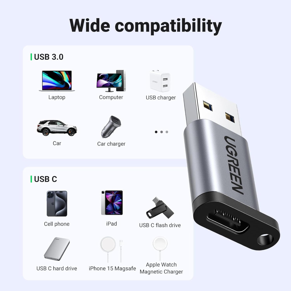 UGREEN 10Gbps USB C Female to USB Male Adapter Type C to USB A Charger Cable Converter image 4