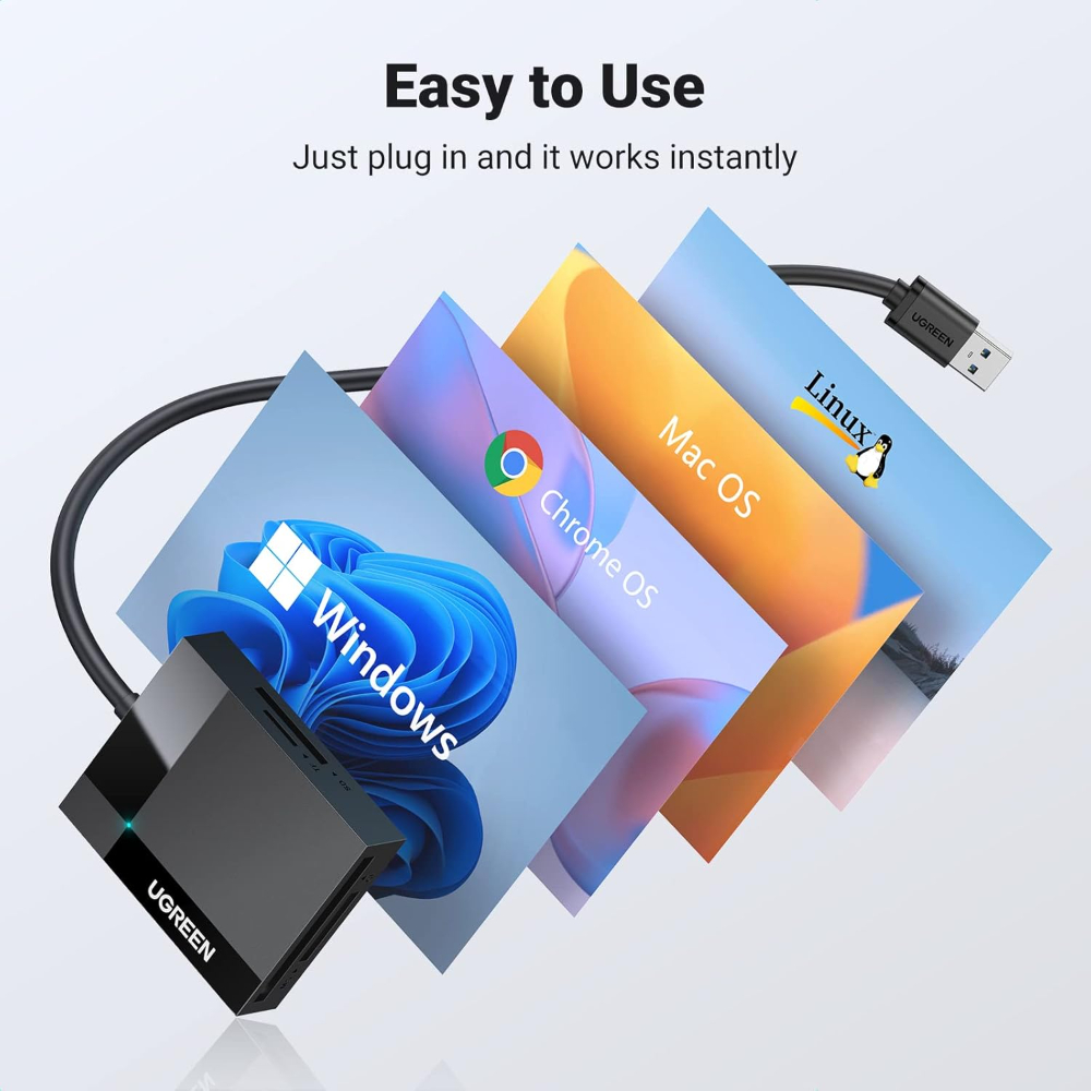 UGREEN USB Memory Card Reader 4 in 1 USB 3.0 SD TF CF MS Adapter 5Gbps Read Write Simultaneously for SD SDXC SDHC CF CFI TF Micro SD Micro SDXC Micro SDHC MS MMC UHS-I Cards image 5