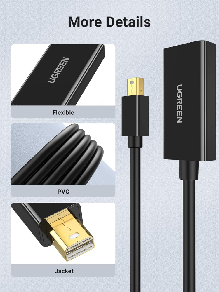 UGREEN Mini DisplayPort to HDMI Adapter Thunderbolt 2.0 4K Mini DP to HDMI Adapter Cable image 6