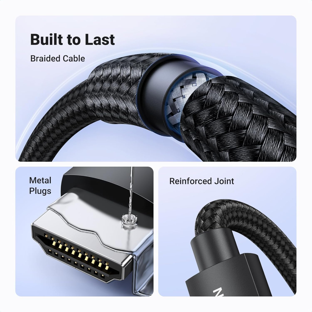 UGREEN HDMI 2.1 Cable Certified 8K 3M Ultra High Speed HDMI Cord Braided 48Gbps 4K@240Hz 10K@60Hz with Dynamic HDR eARC Dolby Atmos HDCP image 3