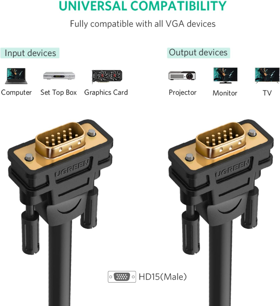 UGreen VGA Male to Male 2M Cable image 2
