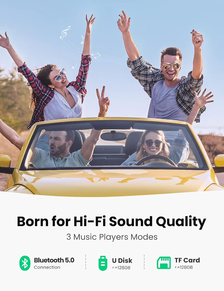 UGREEN Bluetooth FM Transmitter USB Car Charger Fast Charging 38W QC PD Quick Power Radio Adapter Multi-functional Ports Car Kit Built-in Mic Support Hands-Free Calls, LED Backlit image 4