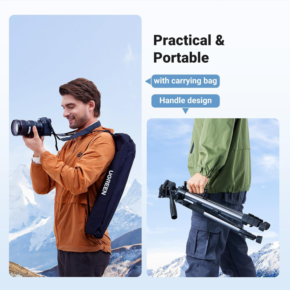 UGREEN Camera Tripod Stand 69''/175cm Heavy Duty Stand Adjustable Professional Tripod Holder image 7