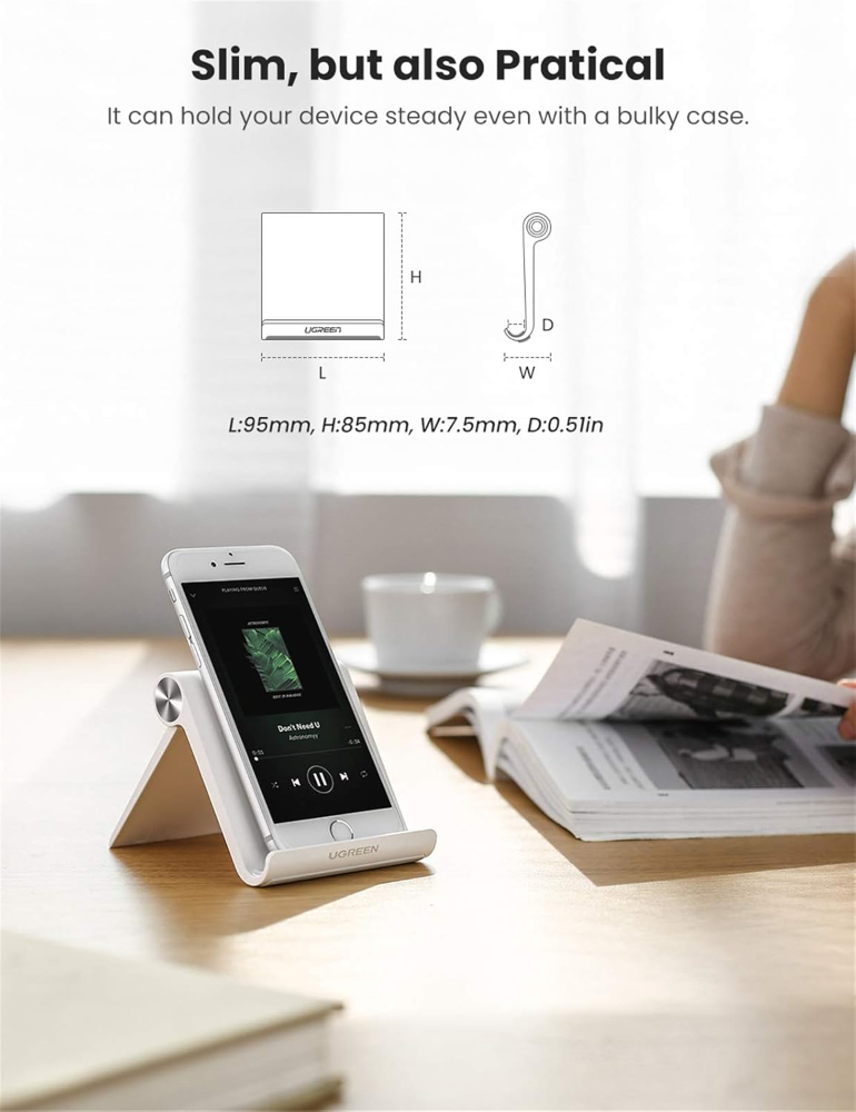 UGREEN Cell Phone Stand for Desk Phone Holder Foldable Portable Adjustable image 7
