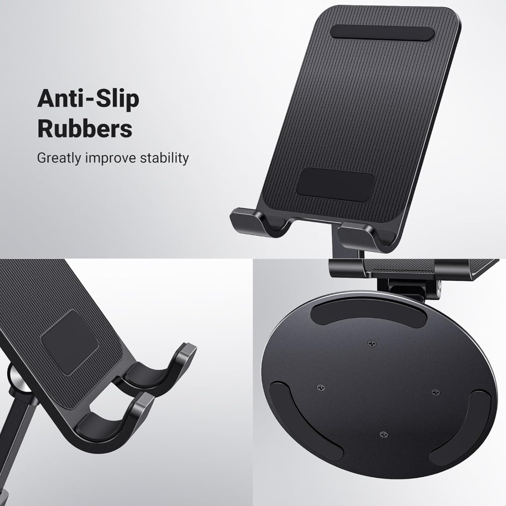 UGREEN Phone Stand iPhone Desk Holder Swivel 360° Rotating Base Adjustable Height Foldable Mobile Travel Mount image 4