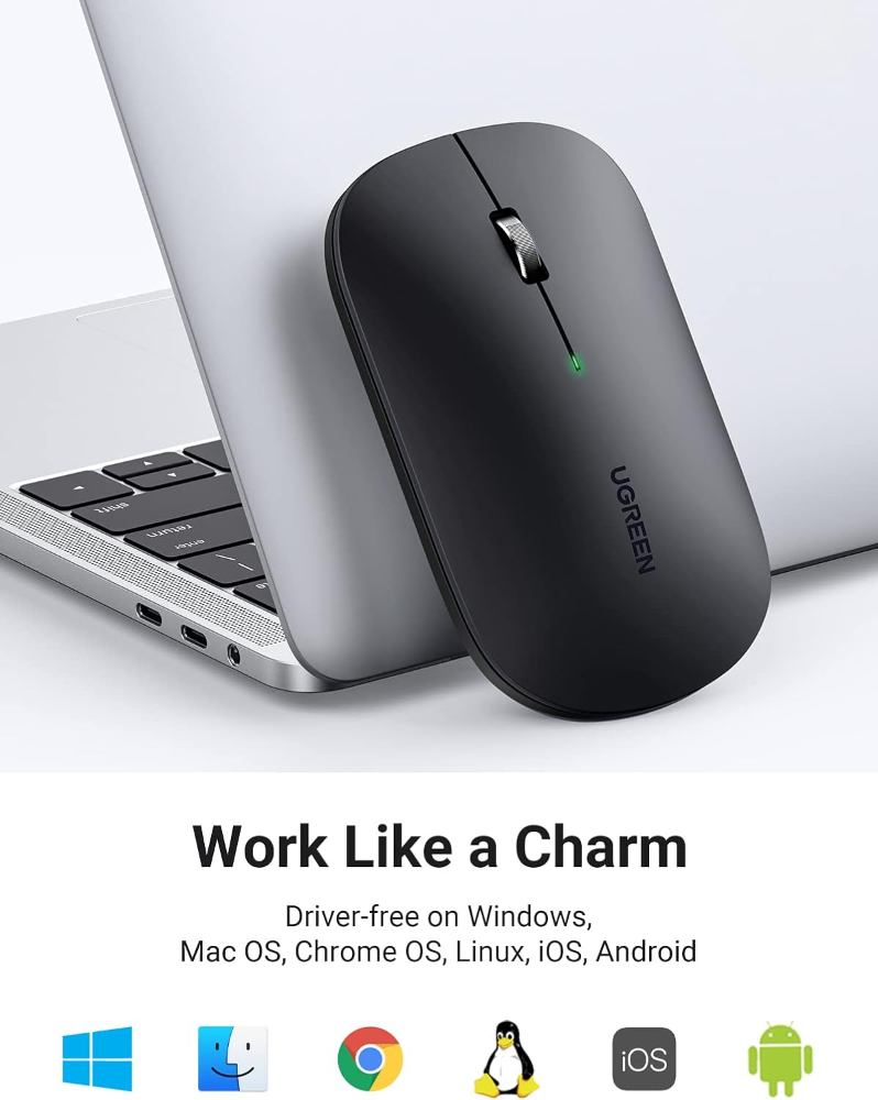 UGREEN Wireless Bluetooth Mouse USB 2.4G Silent Mice Cordless Slim, 4000 DPI Tracking 18-Month Battery Life image 3