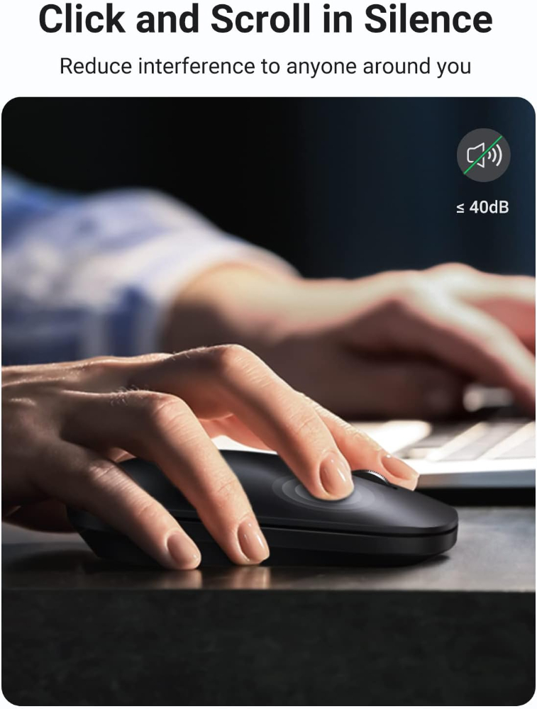 UGREEN Wireless Bluetooth Mouse USB 2.4G Silent Mice Cordless Slim, 4000 DPI Tracking 18-Month Battery Life image 6