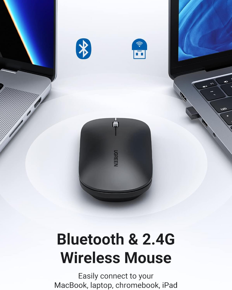 UGREEN Wireless Bluetooth Mouse USB 2.4G Silent Mice Cordless Slim, 4000 DPI Tracking 18-Month Battery Life image 2