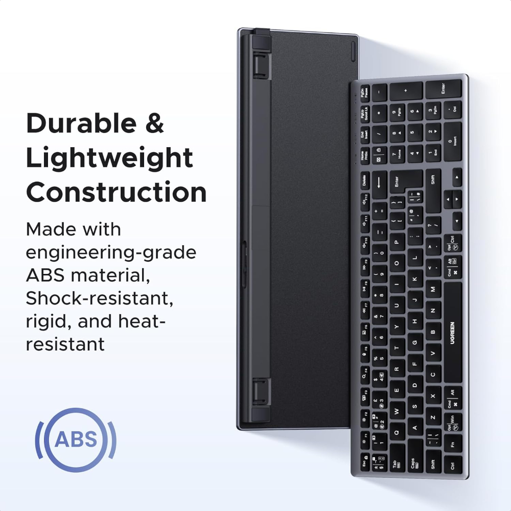 UGREEN Wireless Keyboard, Bluetooth Keyboard with UK Layout, Mini and Rechargeable Ergonomic Keyboard, BT5.4 &2.4GHz image 6