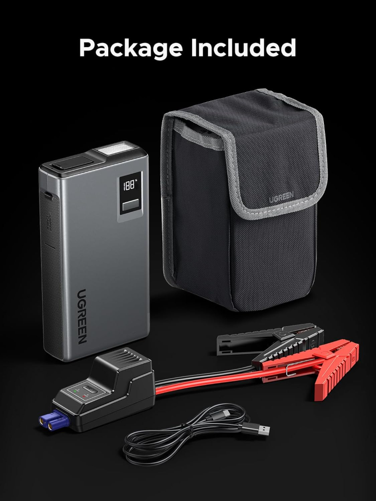 UGREEN Jump Starter Power Pack 1000A Car Battery Booster for 6.0L Gasoline and 3.5L Diesel Engines 12000mAh Portable Power Bank and Jump Leads with Digital Screen and LED Light for Emergency image 8