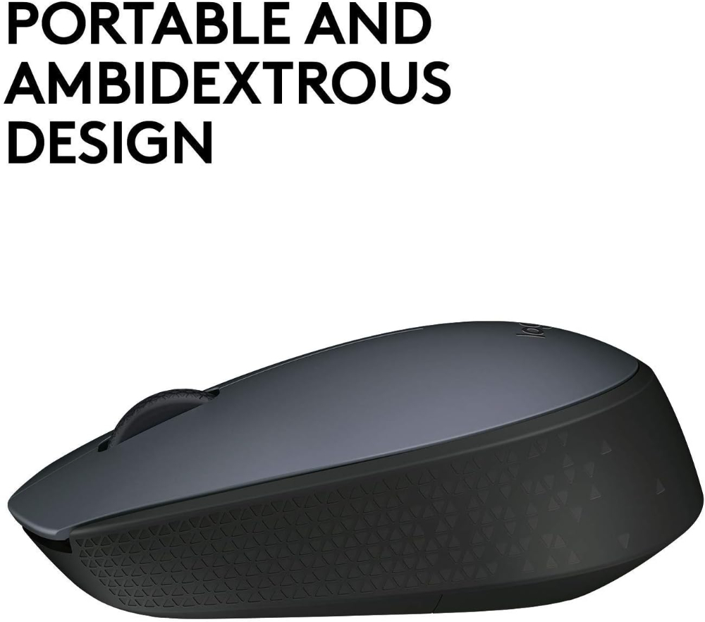 Logitech M170 Wireless Mouse for PC, Mac, Laptop, 2.4 GHz with USB Mini Receiver, Optical Tracking, 12-Months Battery Life, Ambidextrous, Grey