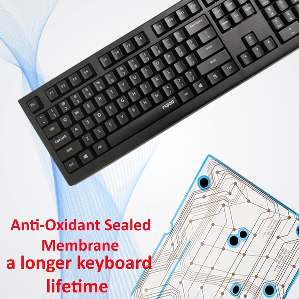 Rapoo Spill Resistance Wired USB Keyboard with Sealed anti-oxidation membrane