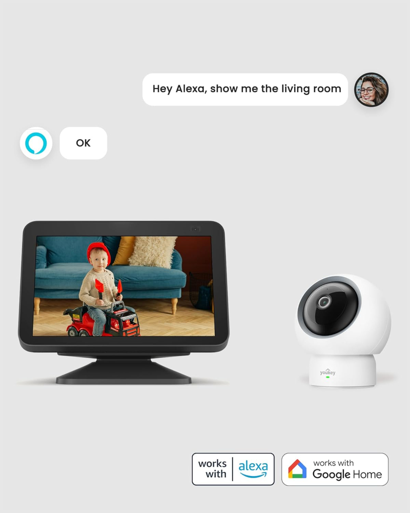 Youkey 2.5K Indoor Security Camera – Pan Tilt 360° WiFi Smart Camera