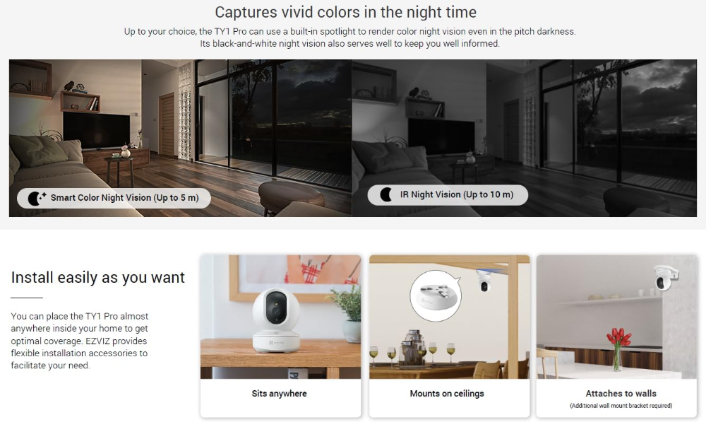 EZVIZ TY1 PRO 2K Indoor AI PT WiFi One-touch Call/Patrol Security Camera