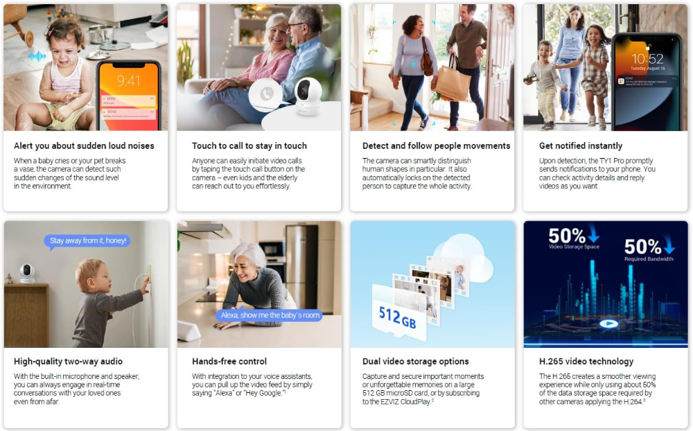 EZVIZ TY1 PRO 2K Indoor AI PT WiFi One-touch Call/Patrol Security Camera