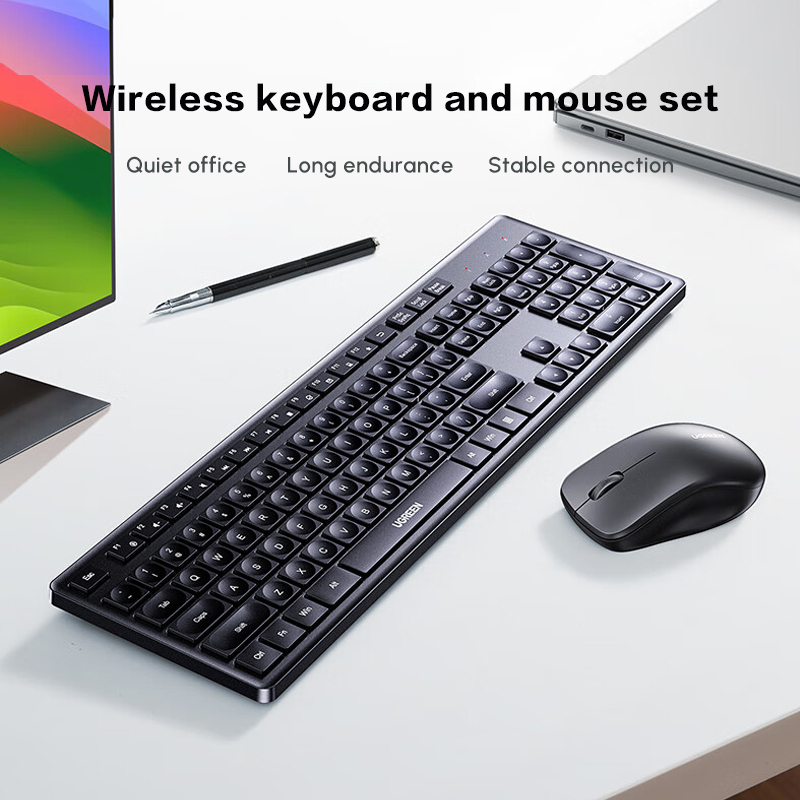 UGREEN Wireless Keyboard and Mouse Combo,2.4GHz Ergonomic Keyboard Mouse, Compact Silent Cordless Full Size Computer Keyboard image 2
