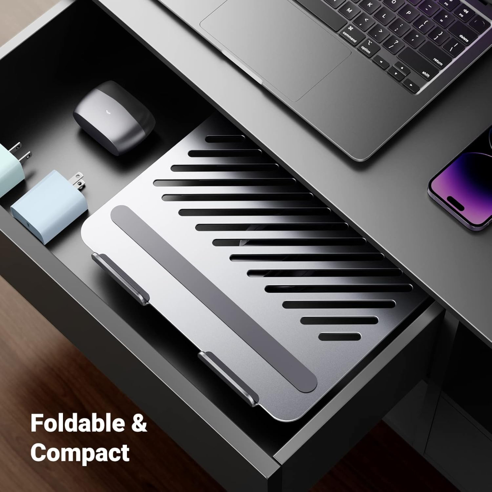 UGREEN  Swivel Adjustable & Foldable Laptop Stand – 360° Rotating Ergonomic Aluminum Riser with Full Height & Tilt for MacBook & Laptops up to 17 inch image 6