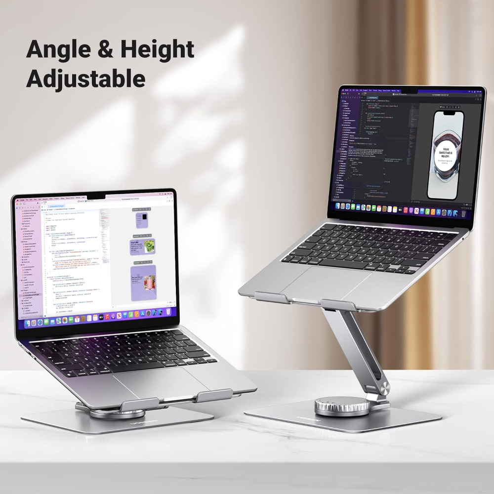 UGREEN  Swivel Adjustable & Foldable Laptop Stand – 360° Rotating Ergonomic Aluminum Riser with Full Height & Tilt for MacBook & Laptops up to 17 inch image 5